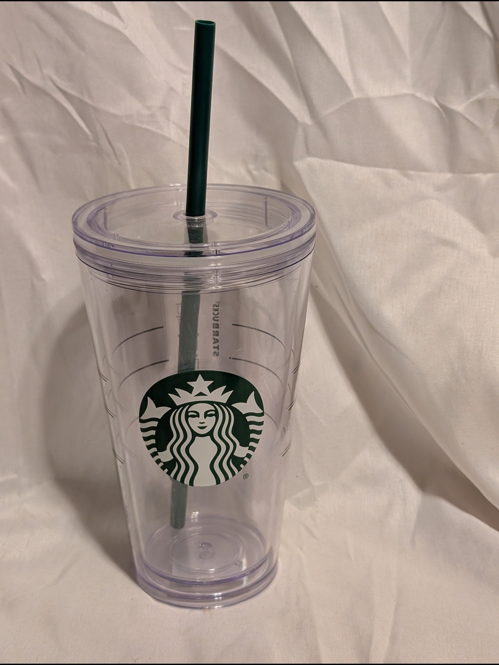 Starbucks Clear Reusable Tumbler with Green Straw - 16oz